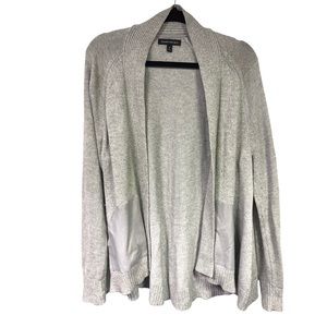 Banana Republic Faux Leather Pocket Open Knit Cardigan Sweater‎ Grey M